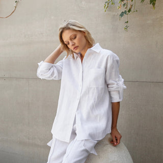 White linen oversized women blouse