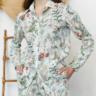 Linen printed shirt with long sleeves
