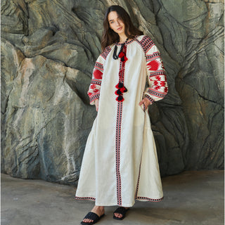 Linen embroidered Vyshyvanka maxi dress