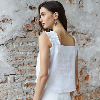 Back view white linen top