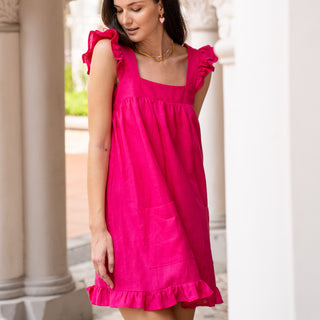 Linen sundress in fuchsia