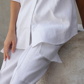 Pockets details linen cargo pants