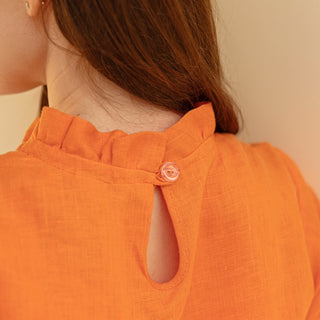 Back closure orange linen top