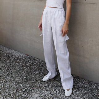 Linen women cargo pants