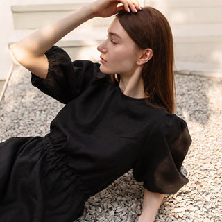 Black linen summer dress