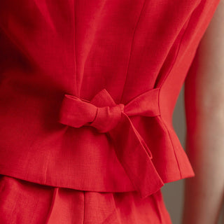 Red Linen Classic Women Vest "City"