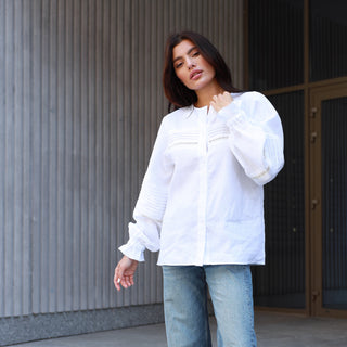 White linen women shirt