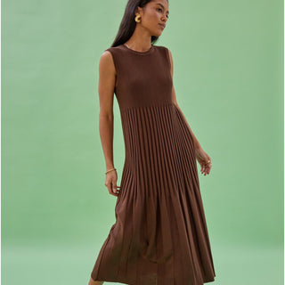 Hazelnut brown cotton knitted long dress
