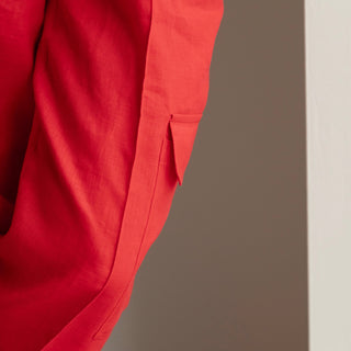 Pocket details red linen cargo pants