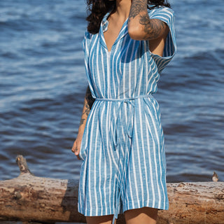 'Lara' Linen Striped Oversized Jumpsuit