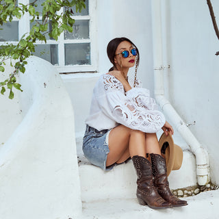 White linen embroidered shirt