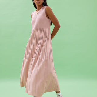Blush pink cotton knitted maxi dress
