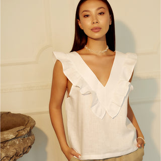Osaka linen top with V neck