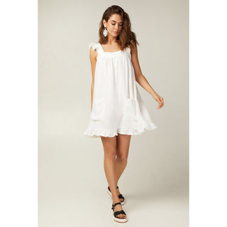 White linen mini dress