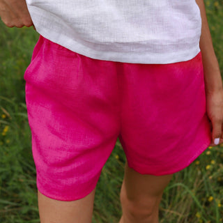 Fuchsia linen shorts