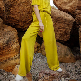 Lime green cotton knitted pants