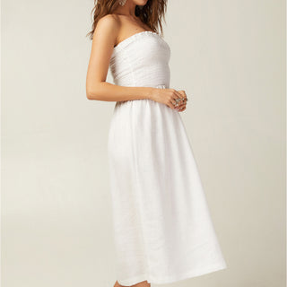 White linen tube dress