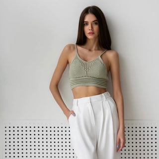 Cotton knit ribbed crop top