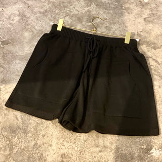 Black cotton knit shorts