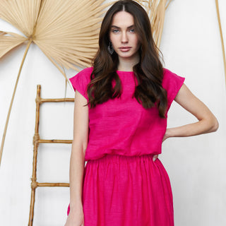 Fuchsia linen sleeveless summer top