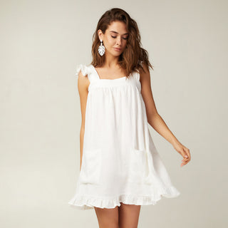 Light linen white mini dress