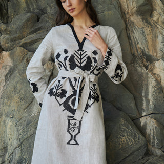Linen embroidered Ukrainian dress