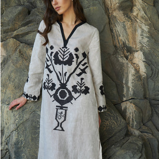 Linen embroidered dress