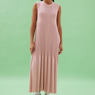 Dusty pink cotton knitted long dress